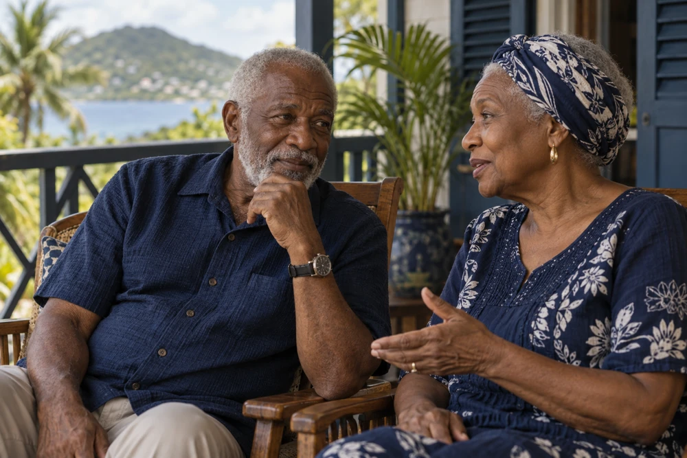 Older couple sharing a conversation